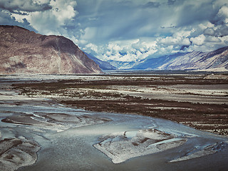 Image showing Nubra valley and river in Himalayas, Ladakh