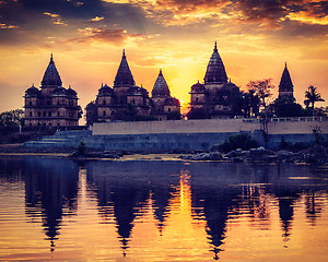 Image showing Royal cenotaphs of Orchha, Madhya Pradesh, India