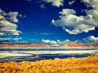 Image showing Salt lake Tso Kar in Himalayas. Ladakh, India