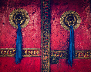 Image showing Door of Spituk monastery. Ladakh, India