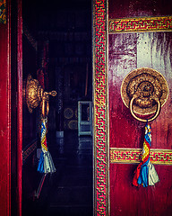 Image showing Open door of Spituk monastery. Ladakh, India