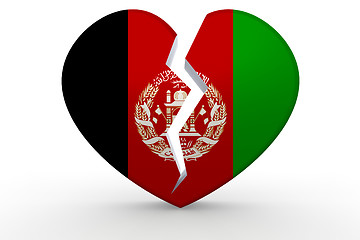 Image showing Broken white heart shape with Afghanistan flag