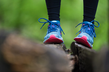 Image showing Adventure, sport and exercise detail. Sport shoes.