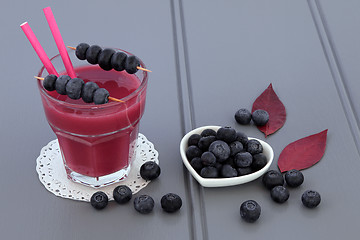 Image showing Blueberry Smoothie Fruit Juice Drink