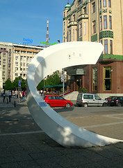 Image showing editorial  Modern design digital clock in Terazije square Belgra