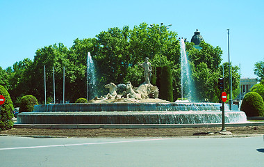 Image showing Neptune Fountain Plaza de C?novas del Castillo on Paseo del Prad