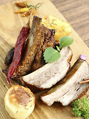 Image showing Pork ribs  with vegetables