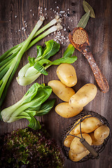 Image showing Raw vegetables with spices