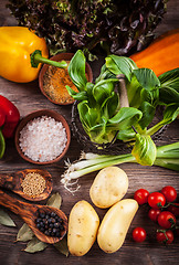 Image showing Raw vegetables with spices