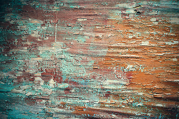 Image showing Cracked paint on a wooden plank