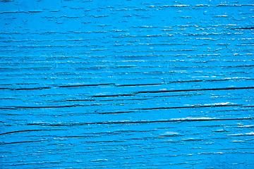 Image showing Old wooden planks painted with blue paint