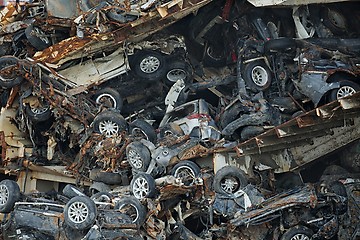 Image showing Pile of car wrecks