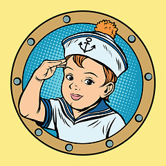 Image showing Child sailor ship kids game retro vector