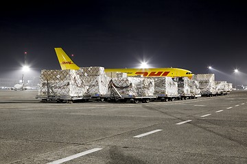 Image showing Cargo Plane At Night