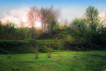 Image showing Landscape with green hill