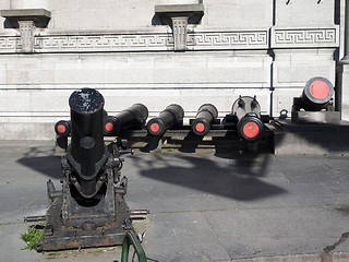 Image showing historic cannons on display   entry The Royal Museum of the Arme