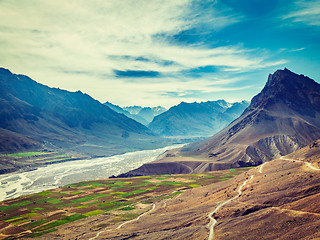 Image showing Spiti valley and river in Himalayas