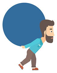 Image showing Man carrying big ball.