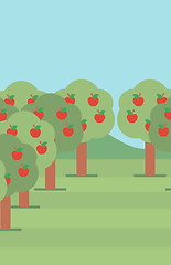 Image showing Background of  trees with red apples.
