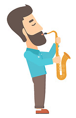 Image showing Man playing saxophone.