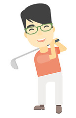 Image showing Golf player hitting the ball.