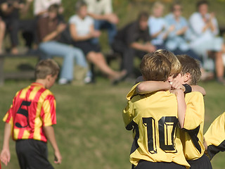 Image showing Young football players