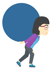 Image showing Woman carrying big ball.