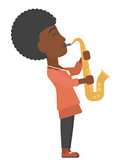 Image showing Woman playing saxophone.