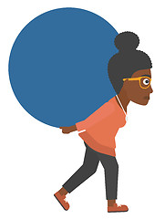 Image showing Woman carrying big ball.
