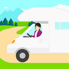 Image showing Man driving motor home.