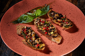 Image showing Italian bruschetta with grilled vegetables 