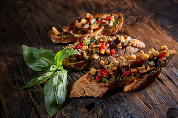 Image showing Italian bruschetta with grilled vegetables 