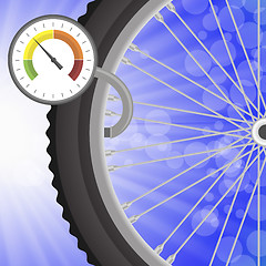 Image showing Manometer and Part of Bicycle Wheel