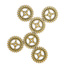 Image showing Vintage Mechanical Cogwheel Gears Wheels