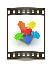 Image showing Emergency Button 3d icon. The film strip