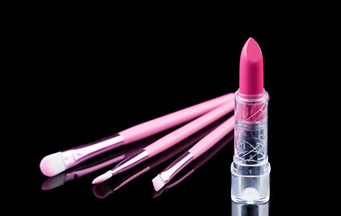 Image showing makeup and brushes cosmetic set 