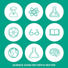 Image showing Set of Science Green icons. EPS 10, vector illustration.