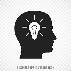 Image showing Finance vector Head With Light Bulb icon. Modern flat design.