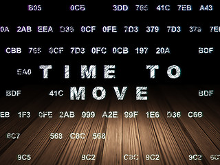 Image showing Time concept: Time to Move in grunge dark room