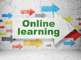 Image showing Education concept: arrow with Online Learning on grunge wall background