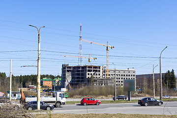Image showing Building construction site in city