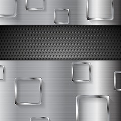 Image showing Abstract metal perforated background with squares