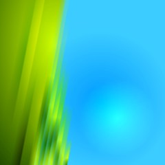 Image showing Green blurred stripes on blue bright background