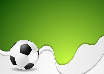 Image showing Green wavy soccer background with ball