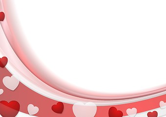 Image showing Red wavy abstract background with hearts