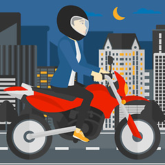 Image showing Woman riding motorcycle.