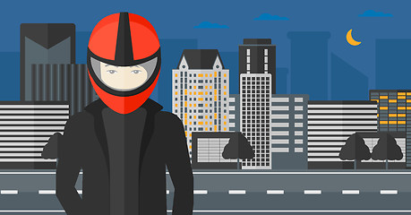 Image showing Man in biker helmet.