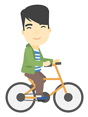 Image showing Man cycling to work.