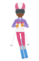 Image showing Young woman skiing.