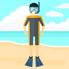 Image showing Man with swimming equipment.